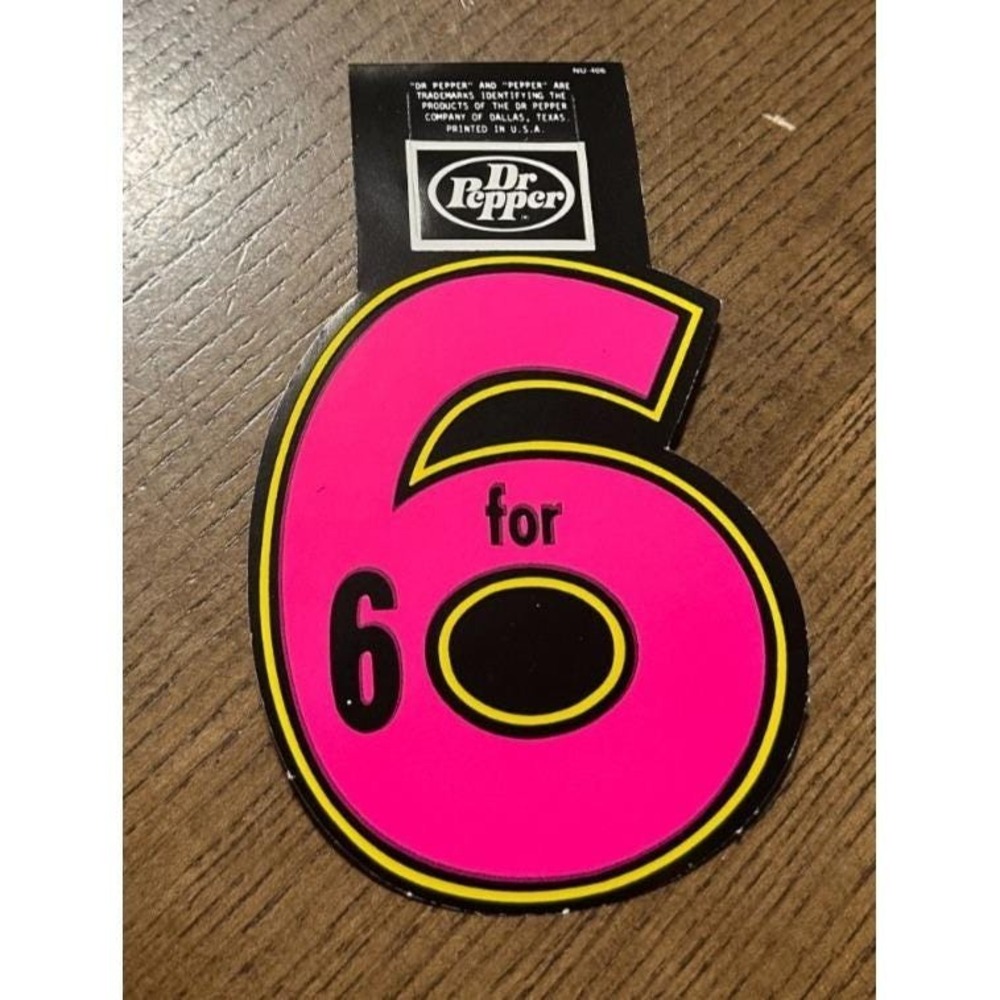 Vintage Dr Pepper 1980s 6 for 6 Pink Bottle‎ Neck Ringer Hanger Soda Ephemera